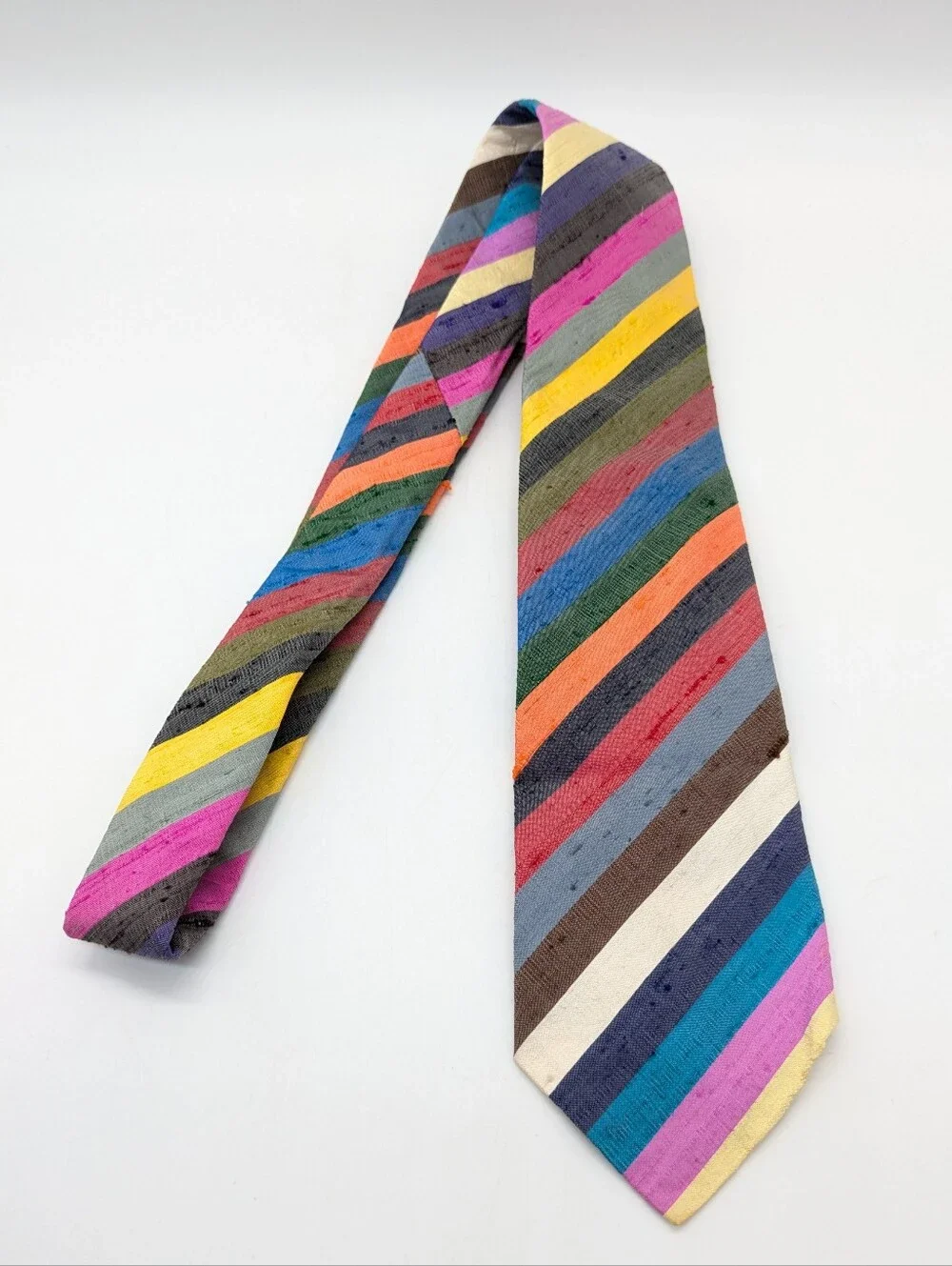 Vintage Robert Talbott For The Haberdashery Colorful Stripe Silk Mens Tie